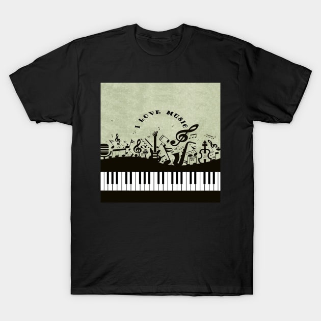 I Love Music T-Shirt by doniainart